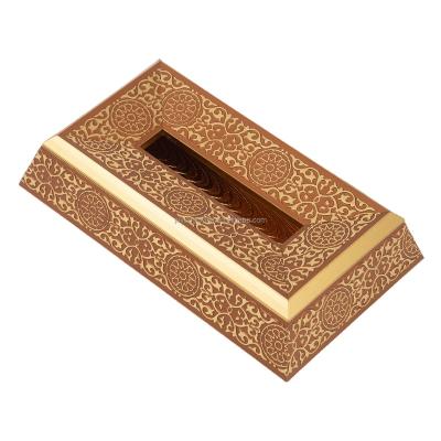 China Modern Gold Tissue Box Holder Facial Tissue Dispenser for Home Office TV Toilet Storage Rack Automotive Skin Care Car Office for sale