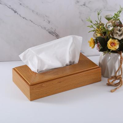 China JY Modern Rectangular Wooden PS Tissue Box Holder Facial Tissue Case Towel Dispenser For Home Office Car Automotive Decoration for sale