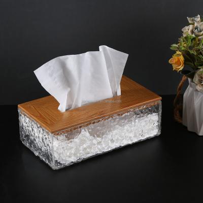 China Modern Top Grade Rectangular Acrylic Wooden Wood Tissue Boxes Holder For Home Office Car Decoration Facial Tissue Automotive Box Cover for sale