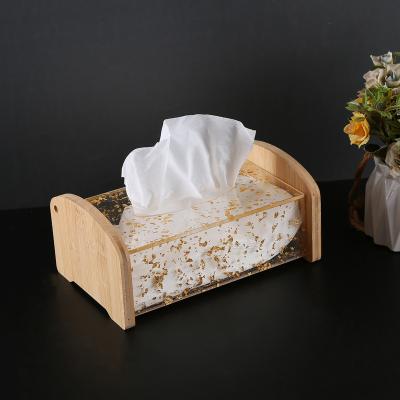 China Acrylic Modern Gold Box Tissue Box Paper Holder For Home Office Car Automotive Decoration Tissie Tissue Paper Box Tissue for sale