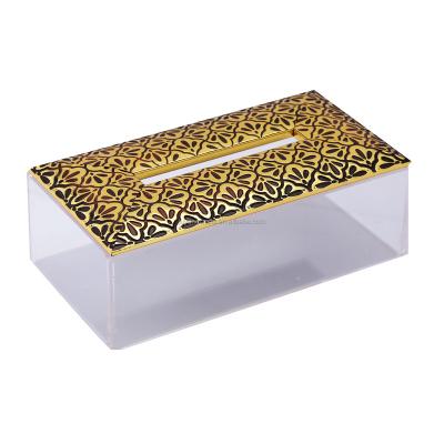 China Modern Rectangular Resin Acrylic Wooden Tissue Boxes Holder For Home Office Car Automotive Decoration Gancy Tissue Box Lid for sale