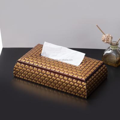 China Modern Ginkgo Leaf Resin Tissue Box Holder Facial Tissue Box Ceramic Wooden Rectangular Towel For Home Office Automotive Car for sale