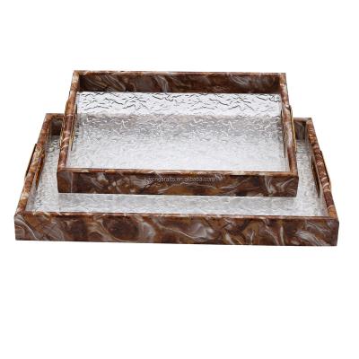 China Rectangle Viable Marble Arabic Style Serving Tray Sets For Toiletries Cosmetics Vanity Dresser Magazine Bathroom Snack Chocolate for sale