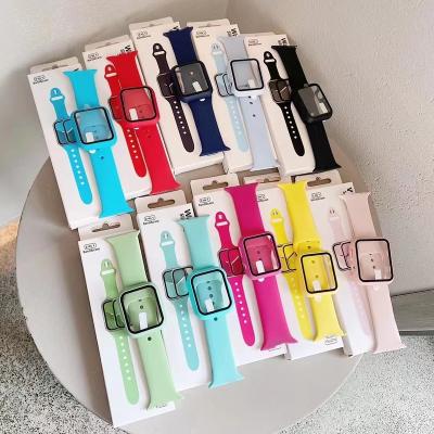 China Fashion\Dress Luxury Popular 2 in 1 Silicone Watch Case and Watch Band For Apple Watch All Apple Watch Series 7 SE 6 5 4 3 for sale