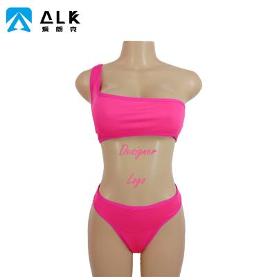 China Ailangke Breathable Women's Swimwear Custom Tie Dye Strapped String Triangle Bikini Set Three Piece Swimsuit for sale