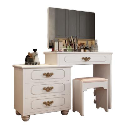 China Beautiful Foldable Luxury Dresser Girls Vanity Dresser White Wood Mirror With Lights Mirror Dresser Furniture Bedroom for sale