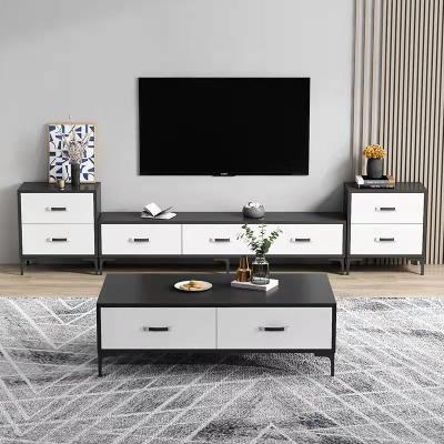 China Modern TV cabinet and coffee table living room table latest furniture foldable design TV set wooden TV stands for sale