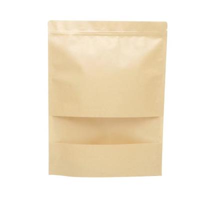 China Heat Seal Recyclable Biodegradable Brown Food Resealable Snack Packing Kraft Paper Bag With Zipper for sale