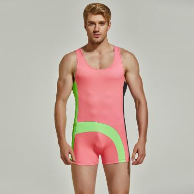 China Anti-wrinkle Men's vest wrestling leotard male fitness shark swimming trunks for sale