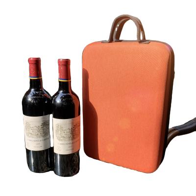 China Eva Dual Red Gift Wine Glass Case Caja de vino Wine Waterproof Shockproof Home Hard Gift Boxes With Handle for sale