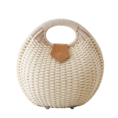 China 2021 Round Shell Brands Rigid Wicker Luxury Craft Mini Wrap Cross Body Suitcase Bubble Bag Bohemian Woman for sale