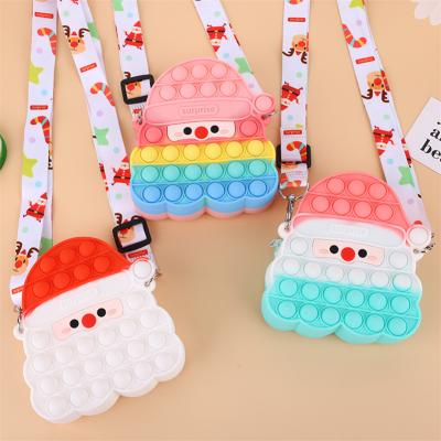 China New Christmas Water Proof Creative Pioneer Gift Rodent Jumping Toy Bag Child Decompression Mini Push Bubble Silicone Messenger Bag for sale