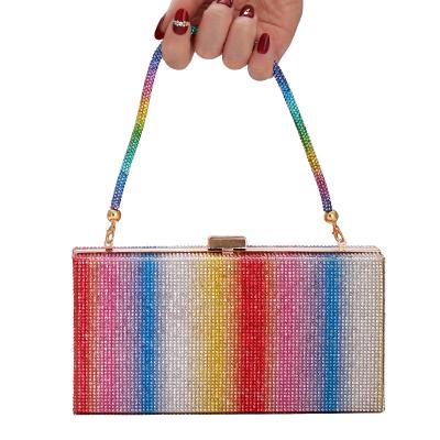 China Fashionable Newest Factory Wholesale Women's Even Clutch Bags Colorful Women's Crystal Diamond Phone Evening Bag For Party Elegant Handbag Purse for sale