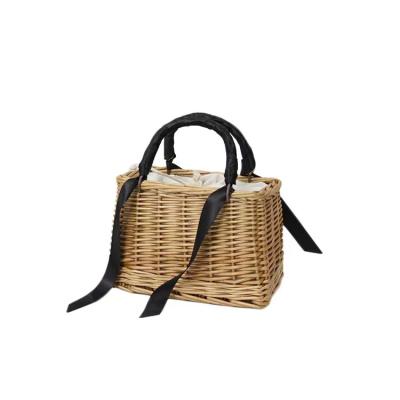 China 100% Handmade Manual Boho Style DIY Mini Bucket Straw Women Handbags Rectangle Rattans Bag Bali Woven for sale