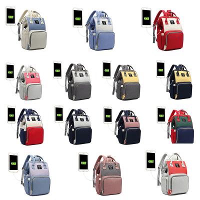 China With USB Hot Selling Custom Baby Diaper Bag Backpack Left Hand Large Waterproof Wet Diaper Bag USB Baby Diaper Filler Insulated Bag for sale