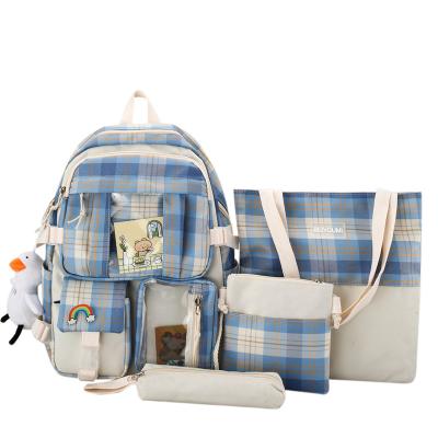 China Student 2022 New Fashion Design Travel Canvas Waterproof Cute School Bag Backpack Set 4 in 1 Backpack Girl for sale