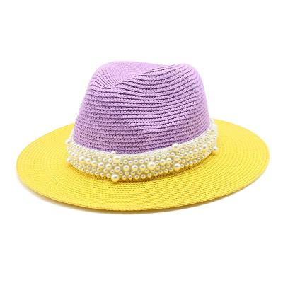 China Fashion Women's Fashion 2022 Two Color Sunscreen Panama Beach Women Tops Jazz Summer Hats Straw for sale