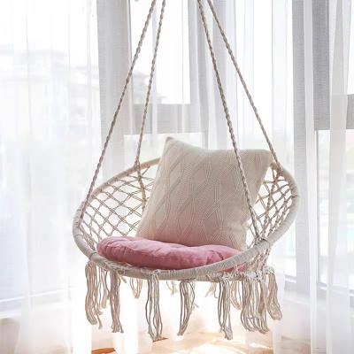 China Modern Factory Wholesale Nordic Indoor Outdoor Patio Decor Hanging Hammock Handmade Swing Chair with Tassels for Toddlers Adults for sale