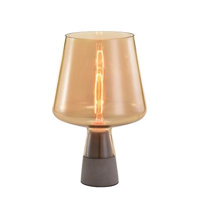 China High quality modern simple elegant design decoration glass cement E27 desk light table light modern lamp for home for hotel for sale