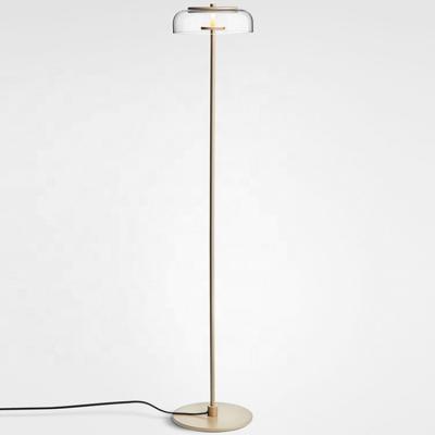 China Modern Design Modern Style Design Hotel and Home Use Standing Decoration LED Lamp Glass Floor Light with Gold Color for sale