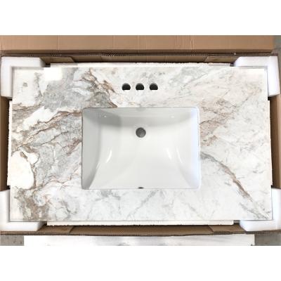 China 2021 Modern Natural Stone Bathroom Vanity White Italian Marble Top for sale