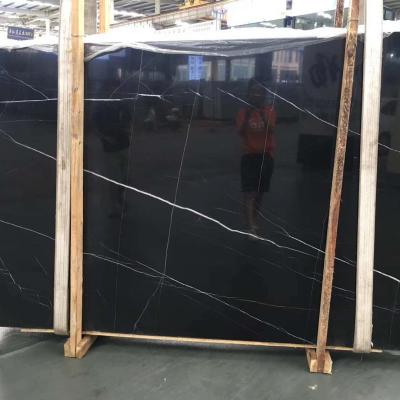 China 2021 Modern Chinese Luxury Black Nero Marquina Marble Wall Slab Tile for sale