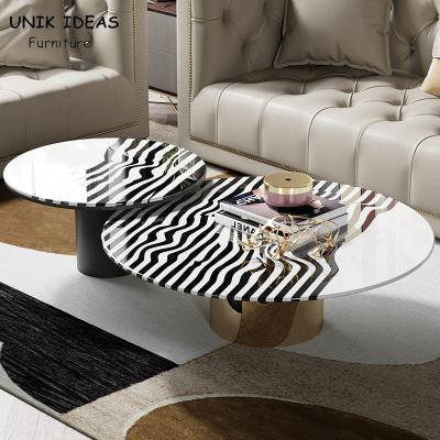 China A mesa de centro de aço das listras luxuosas claras da zebra ajustou H45cm em volta de à moda à venda