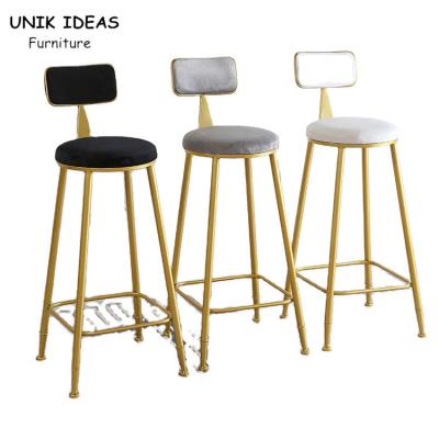 China 30 Inch Gray Black Velvet Bar Stools Set Of 2 3 Breakfast Gold Metal Home for sale