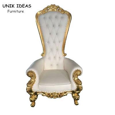 China De hoge Achter Gouden Stoelen van de het Huwelijkstroon van Koningsbride and groom voor Huur 1750x520x550mm Te koop