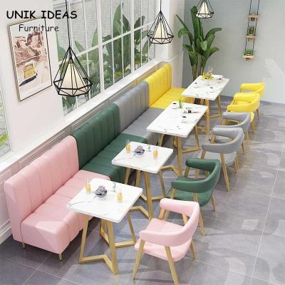 China Pub Style Restaurant Dining Table And Chairs Nordic Pink Leather Sofa 1200mm for sale