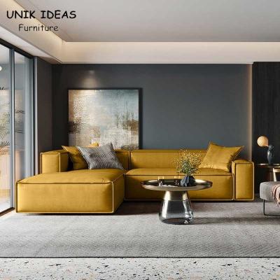 China U-förmiges gelbes Gewebe-Luxushauptmöbel des Wohnzimmer-Schnittsofa-3pcs zu verkaufen