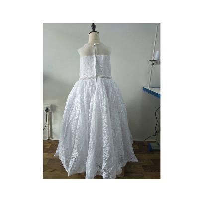 China Flower Girl Sleeveless Baby Polyester White Dress Wedding For First Communion for sale