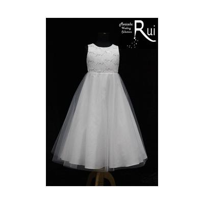 China Lovely And Generous Polyester Baby White Kids Communion Sleeveless Formal Dresses For Baptism for sale