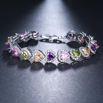 China FASHIONABLE Colorful Bracelet Personality Zircon Heart Flower Female Jewelry Accessories Bracelet for sale