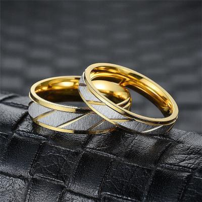 China New FASHIONABLE High Quality 18K Gold Plated Rings Fashion Flower Bar Stainless Steel Rings For Couples Jewelry Wholesale for sale