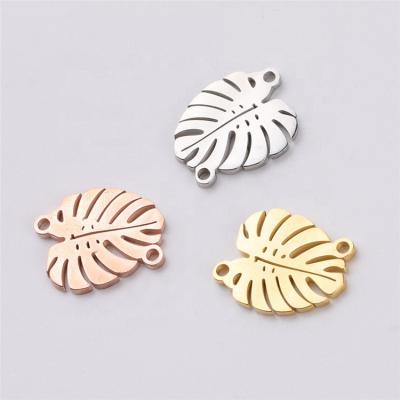 China Stainless Steel Double Sided Cavity Mirror Finish Handmade Stainless Steel Leaves Pendant Polishing Diy Jewelry Accessories For Women for sale