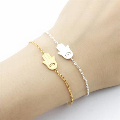 China FASHIONABLE Charm Bracelet Hot Selling Stainless Steel Hamsa Hand Eye Hamsa Bracelet Adjustable Link Chain Bracelet for sale