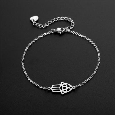 China Trendy Fatima Stainless Steel Women Bracelets Charming Creative Fashion Stainless Steel Hip Hop Stainless Bracelet for sale