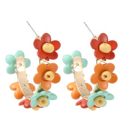 China Wholesale Colorful BOHEMIA In Full Bloom Drop Earrings With Enamel Beads Flower Tile Handmade Drop Earrings For Women for sale