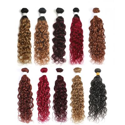 China Water Wave Kinky Curly Hair Bundles 8-26Inch Brazilian Ombre Blonde Hair Weave Bundles 1PC Non-Remy Hair Extension Weft for sale