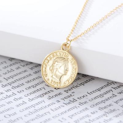 China Women Medallion Vintage 925 Sterling Silver 18K Gold Plated FASHIONABLE Coin Necklace Jewelry for sale