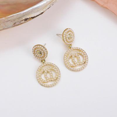 China Baroque Alloy CC Crystal Earrings Jewelry Women Long Pearl Earrings New 18K Gold Plated BOHEMIA Fashion Accessories for sale