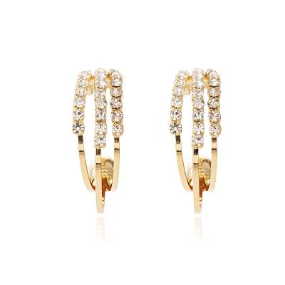 China BOHEMIA 2021 Wholesale Rhinestone Earrings Shape Jewelry 18K Gold Plated Stainless Steel Hoop Earring for sale