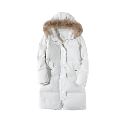 China New Anti-wrinkle real fur trend custom men's white duck down puffy coat winter jacket for sale