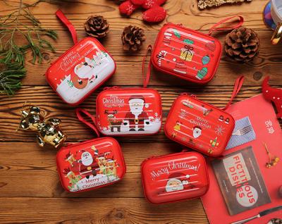 China Fashion Promotional Mini Iron Coin Case Christmas Coin Purse Kid Student Earphone Storage Box for sale