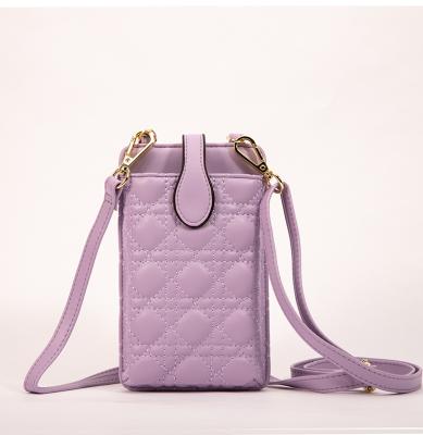 China High Quality Women Messenger Bag Custom Made Fashionable Fashionable Bags Ladies Top Logo Plaid Cute Small Mobilephone PU Leather Shoulder Bag for sale