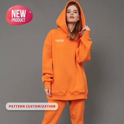 China Simple Oversized Hoodies And Sweatpants Winter Breathable Sets Long Unisex Hoodies Sets For Women for sale