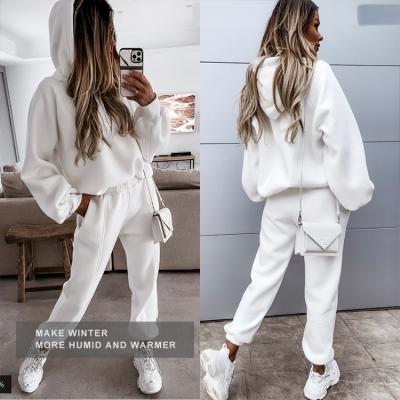 China Breathable Custom New Crop Jogger Polyester Hoodie Top Pants 2 Pieces Set Tracksuits Women Jogger Sets for sale