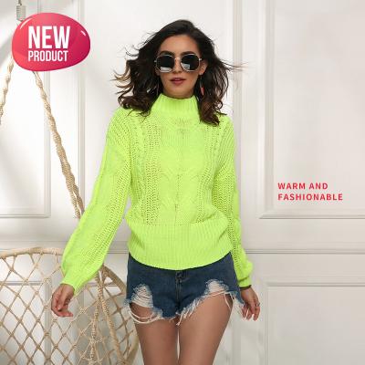 China Anti-wrinkle Custom Printed 100% Acrylic Sweater Autumn And Winter Knitted Turtleneck Ladies Women Sweater for sale