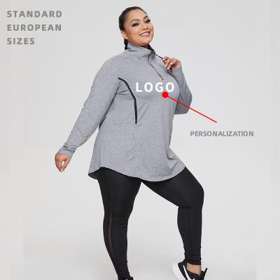 China Quick Dry Plus Size Breathable Fitness Yoga Running Long Sleeve Sport Gym Shirt Jacket Women Activewear Sportswear Top Set for sale